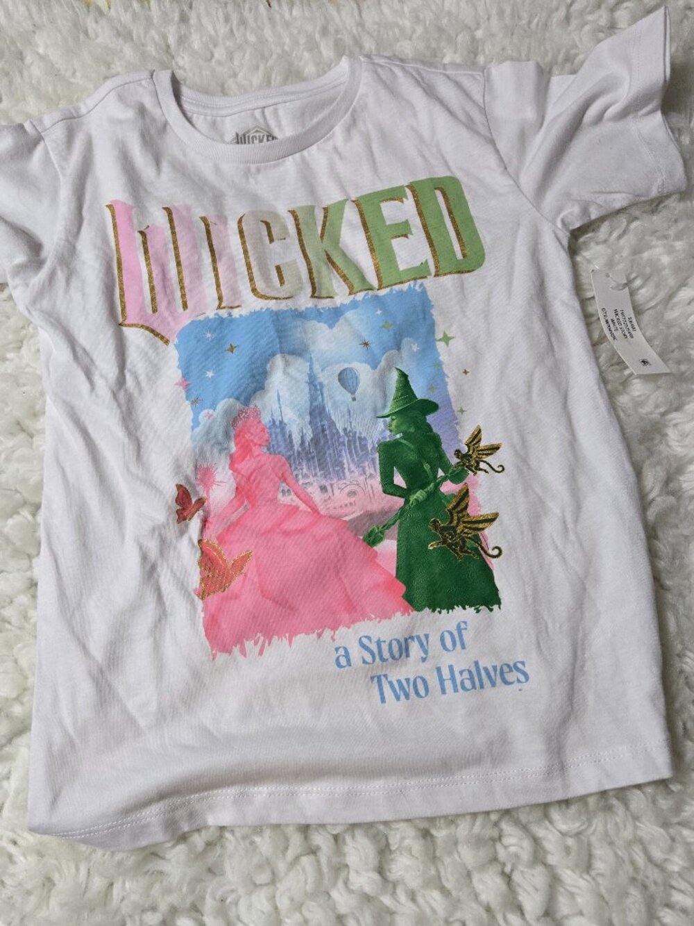 Wicked Girls Graphic T-Shirt Size 6/6X White Pink Green NWT